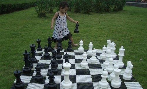 Giant Outdoor Chess Large Chess Pieces and Large Chess Mat - Black and White - Plastic - 12 inch King | | GiantChessUSA