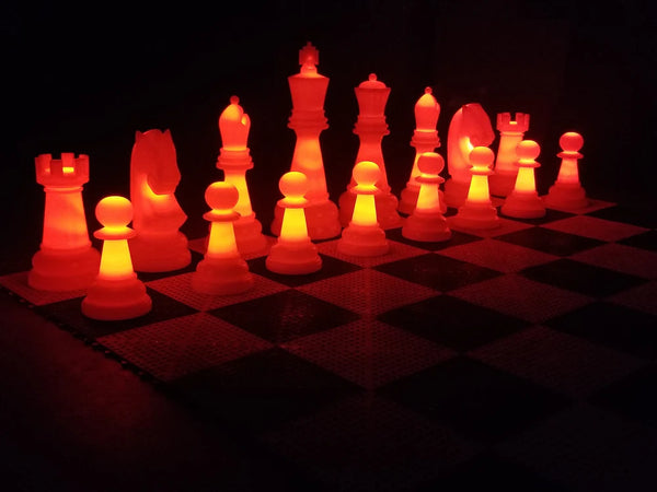 MegaChess 26 Inch Perfect Light-up LED Giant Chess Set  - Option 1 - Day and Night Value Set | Red | GiantChessUSA