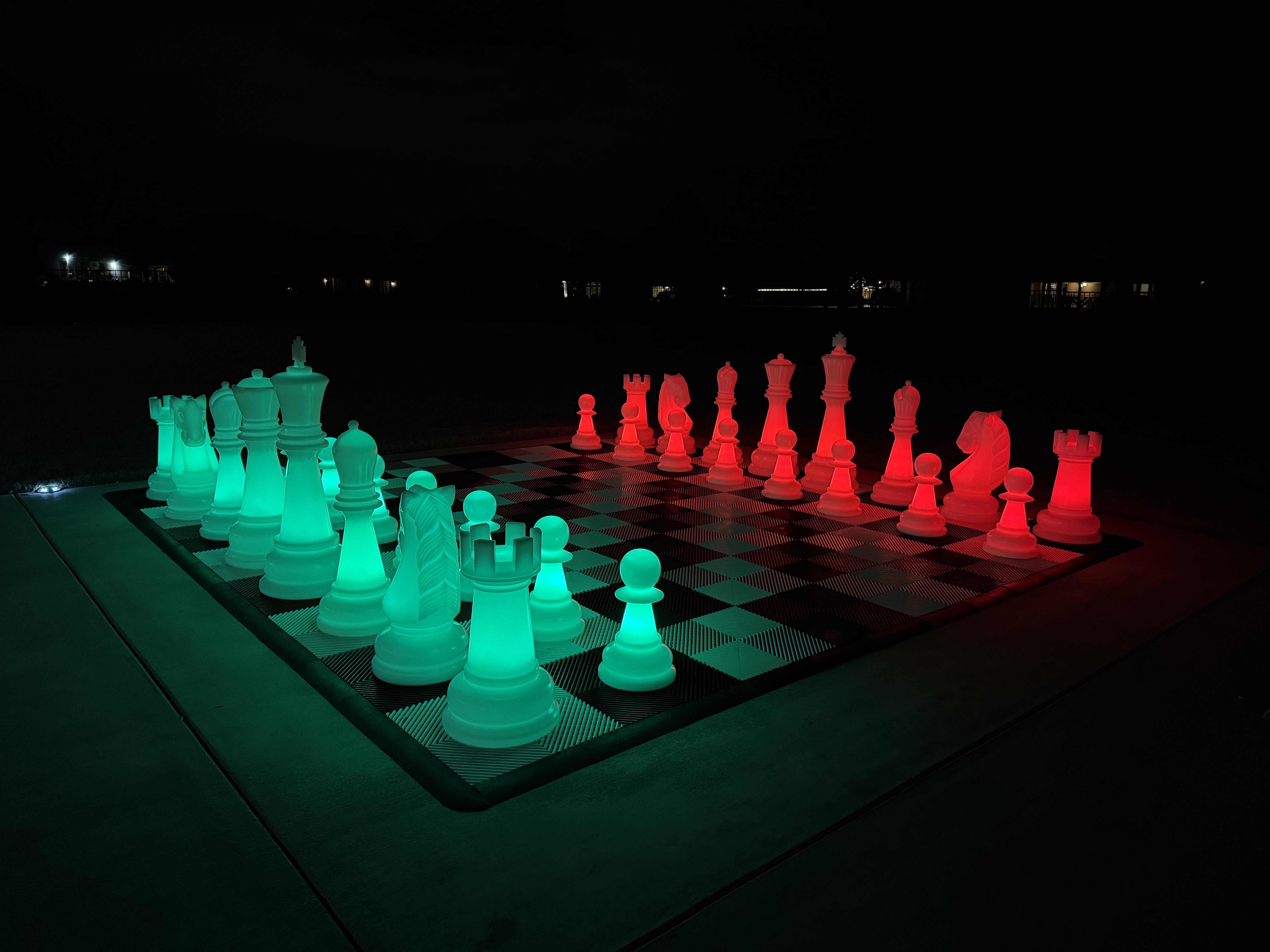 26 Inch Perfect Light-up LED Giant Chess Set | Three Options Available | Giant Outdoor Chess | 26" Night Only Set | GiantChessUSA