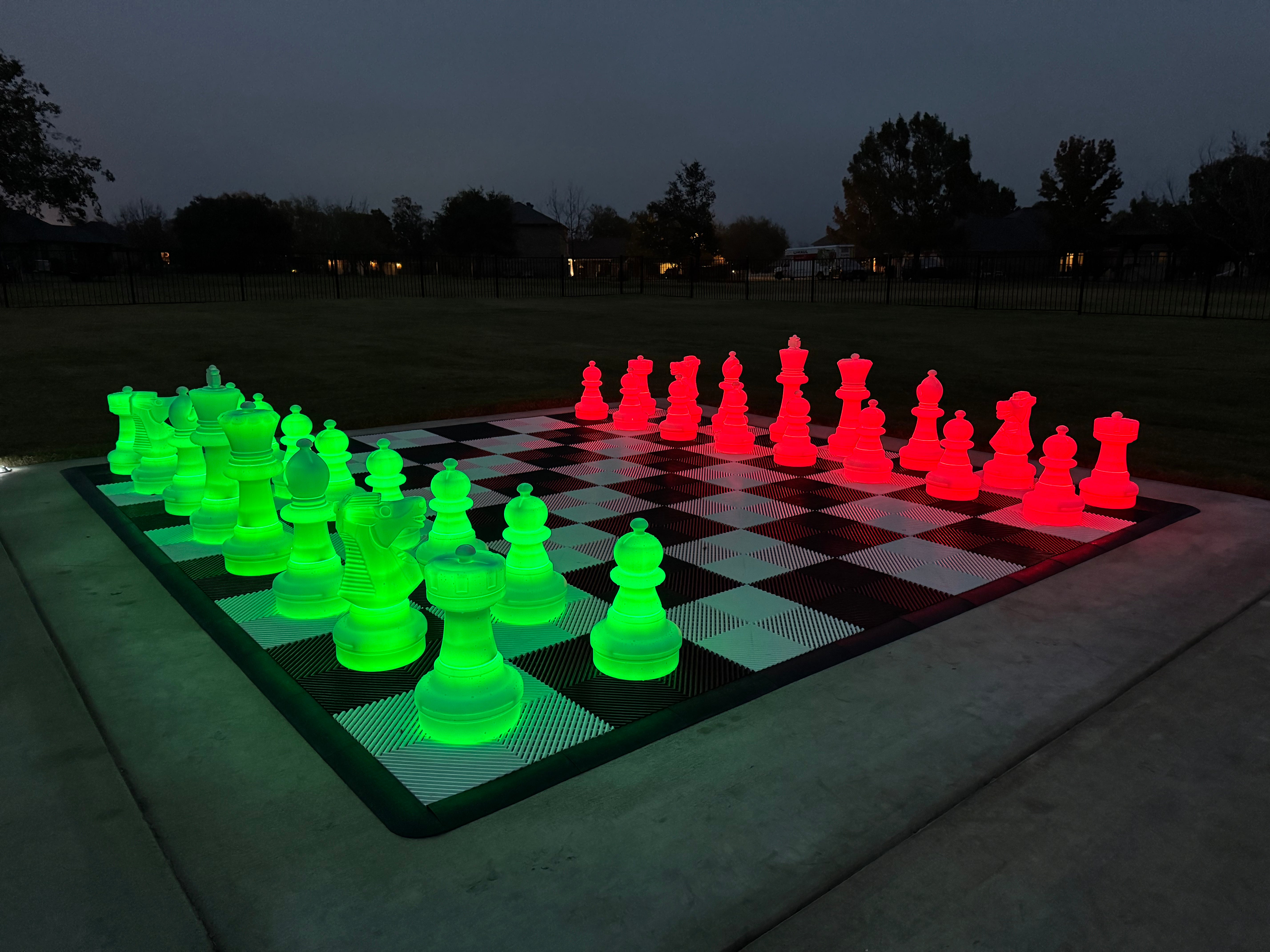 25 Inch Plastic Light-up LED Giant Chess Set | Three Options Available | Giant Outdoor Chess | 25" Night Only Set | GiantChessUSA