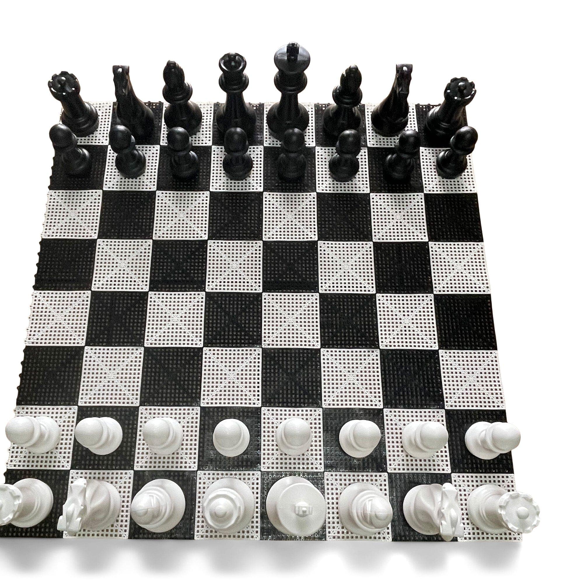 12 Inch Plastic Giant Chess Set With Commercial Grade Roll-up Chessboard | Giant Outdoor Chess | | GiantChessUSA