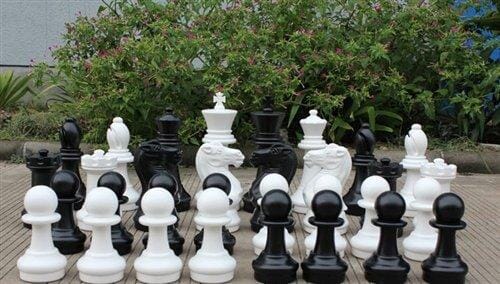 16 Inch Plastic Giant Chess Set With Commercial Grade Roll-up Chessboard | Giant Outdoor Chess | | GiantChessUSA