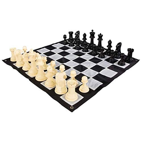 Giant Outdoor Chess MP08SN - Quick Fold Nylon Mat MegaChess Plastic 8 Inch Giant Chess Set