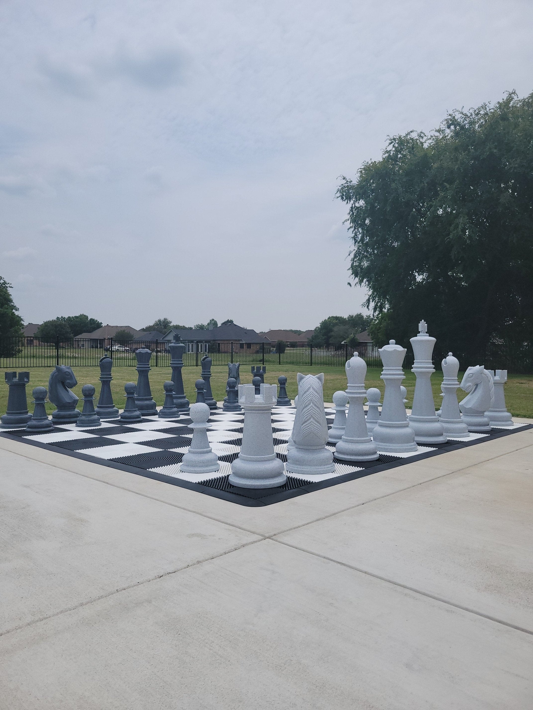 26-Inch Perfect Chess Set - Stone Gray Edition | Giant Outdoor Chess | | GiantChessUSA