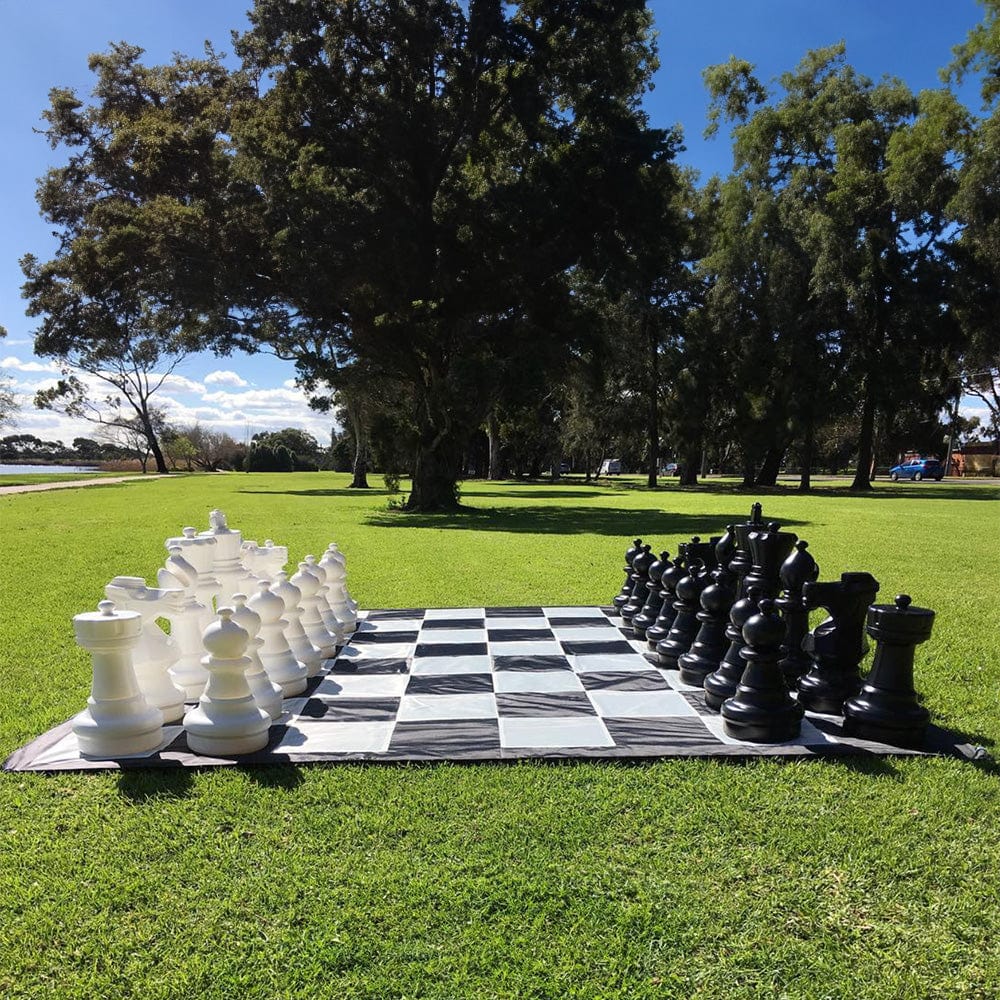 25 Inch Plastic Giant Chess Set with Quick-Fold Nylon Mat | Giant Outdoor Chess | | GiantChessUSA