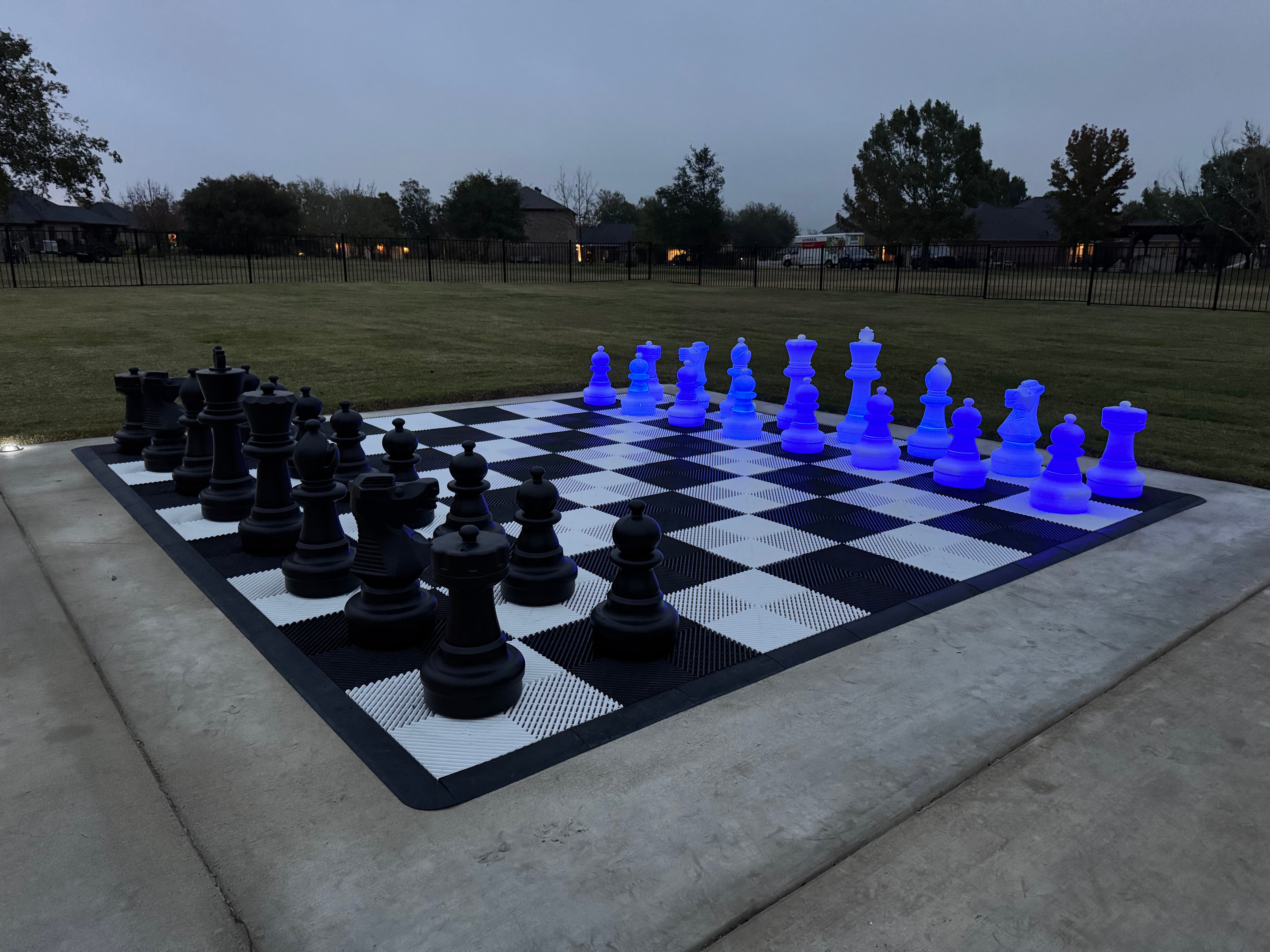 25 Inch Plastic Light-up LED Giant Chess Set | Three Options Available | Giant Outdoor Chess | 25" Plastic Day/Night Value Set | GiantChessUSA