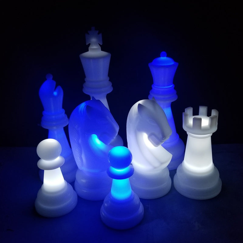 The MegaChess 38 Inch Perfect LED Giant Chess Set | Blue/White | GiantChessUSA