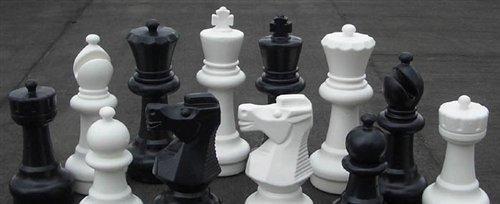 Giant Outdoor Chess Large Chess Pieces and Large Chess Mat - Black and White - Plastic - 12 inch King | | GiantChessUSA