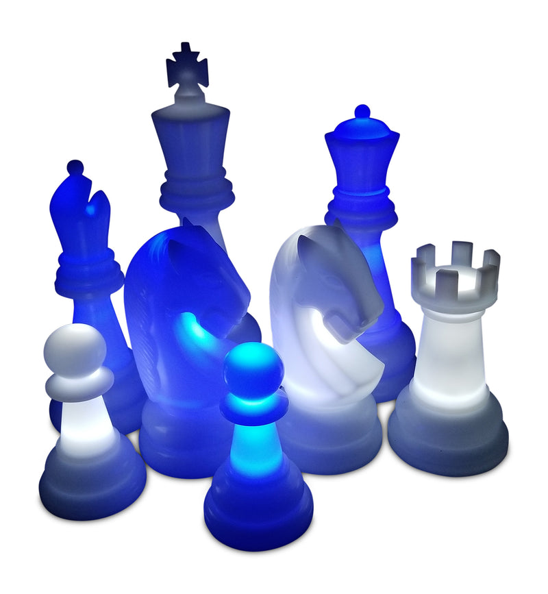 The MegaChess 48 Inch Perfect LED Giant Chess Set | Blue/White | GiantChessUSA