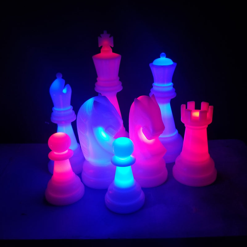 The Perfect 26 Inch Plastic Light-Up Giant Chess Set | Red/Blue | GiantChessUSA