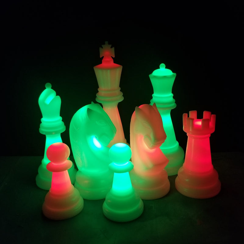 The Perfect 26 Inch Plastic Light-Up Giant Chess Set | Red/Green | GiantChessUSA