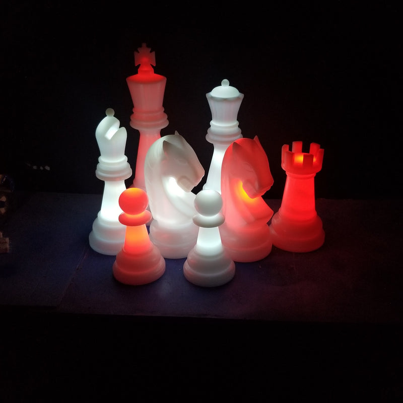 The Perfect 26 Inch Plastic Light-Up Giant Chess Set | White/Red | GiantChessUSA