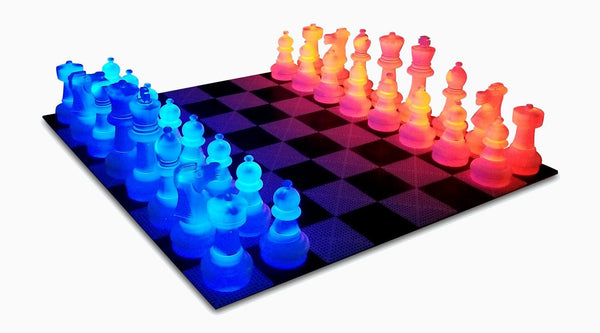 MegaChess 25 Inch Plastic LED Giant Chess Set with Day Time Pieces - Multiple Colors Available! | Red/Blue | GiantChessUSA