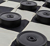 4 Inch Plastic Giant Checker Set with Quick-Fold Nylon Mat | Giant Outdoor Chess | | GiantChessUSA