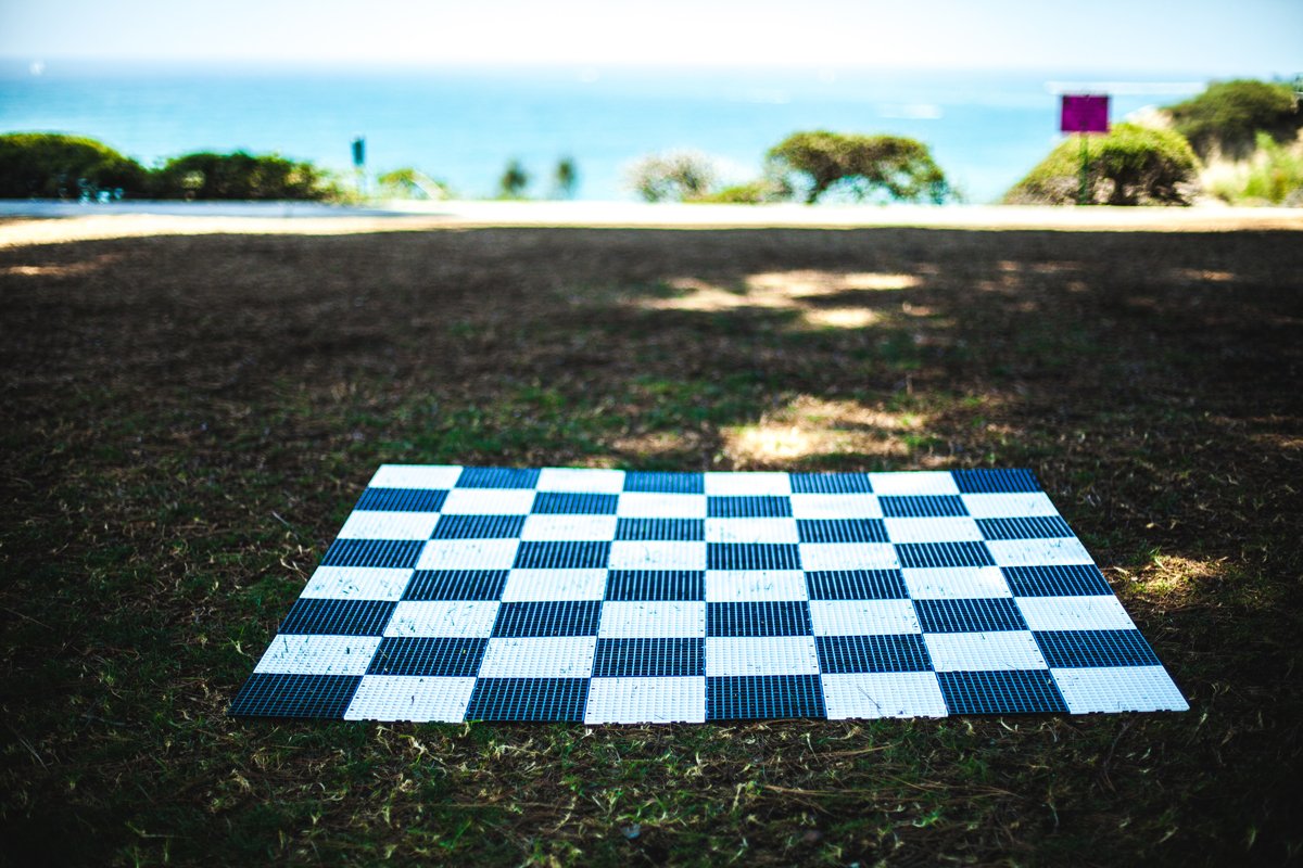 MegaChess Commercial Grade Roll Up Giant Chess Board With 24 Inch Squares 16' x 16' Available ADA Compliant Safety Edge Ramps |  | GiantChessUSA