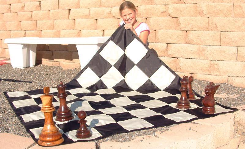 MegaChess Quick Fold Nylon Giant Chess Mat With 6 Inch Squares - 4' 7" x 4' 7" |  | GiantChessUSA