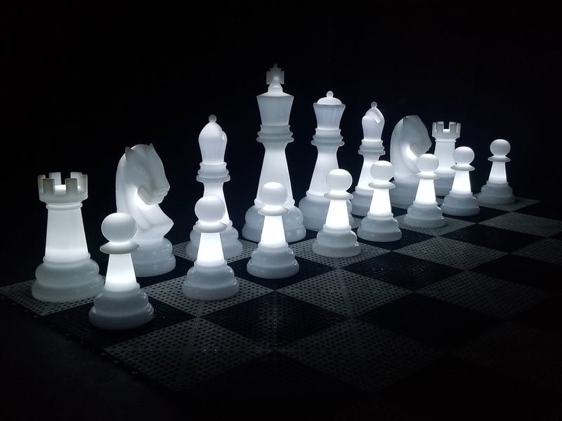 MegaChess 48 Inch Perfect Light-up LED Giant Chess Set  One Side LED and One Side Black | White | GiantChessUSA